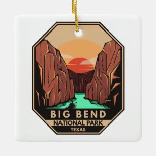 Big Bend National Park Kayak Retro Emblem Ceramic Ornament