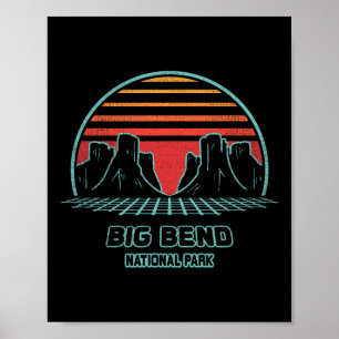 Big Bend National Park Retro Hiking Vintage 80s St Poster