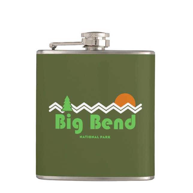 Big Bend National Park Retro Hip Flask (Front)