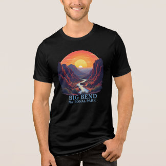 Big Bend National Park Retro Sunset Design Tri-Blend Shirt