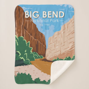 Big Bend National Park Rio Grande Vintage Sherpa Blanket