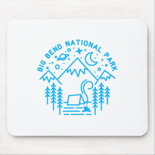 Big Bend National Park Shirt Camping Line Art Hiki Mouse Pad