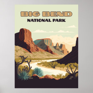 Big Bend National Park Texas Retro Travel Poster