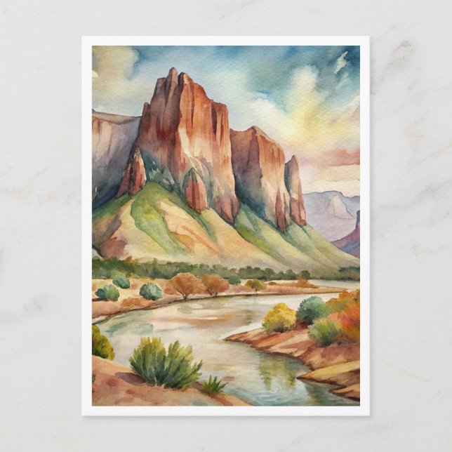Big Bend National Park Texas watercolor painting Postcard (Front)