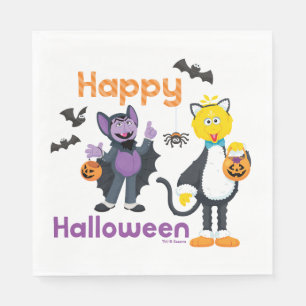 Big Bird and Count   Happy Halloween Napkin