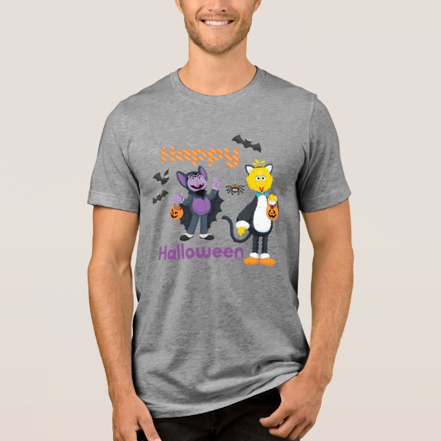Big Bird and Count | Happy Halloween Tri-Blend Shirt (Front)