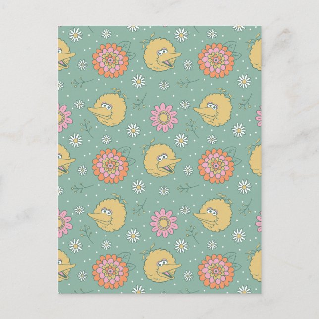 Big Bird | Good Vibes Floral Pattern Postcard (Front)