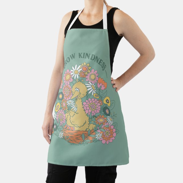 Big Bird | Grow Kindness Floral Graphic Apron (Insitu)