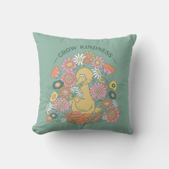 Big Bird | Grow Kindness Floral Graphic Cushion (Front)