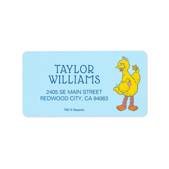 Big Bird Holding Christmas Ornaments Label (Front)