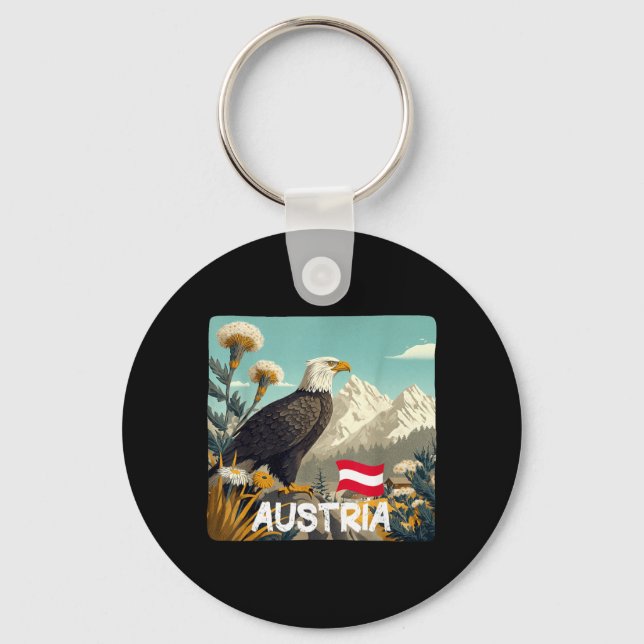 Big Bird of Prey with Awesome Austria Colours Key Ring (Front)
