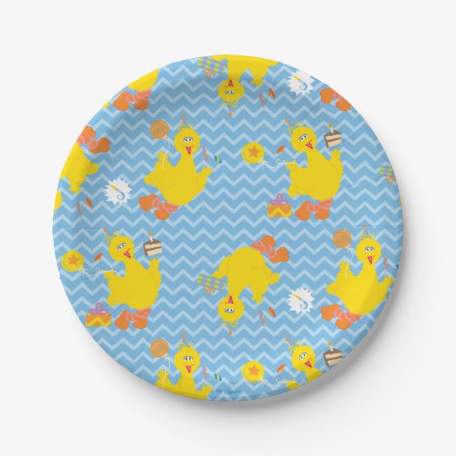Big Bird Party Chevron Pattern Paper Plate (Front)