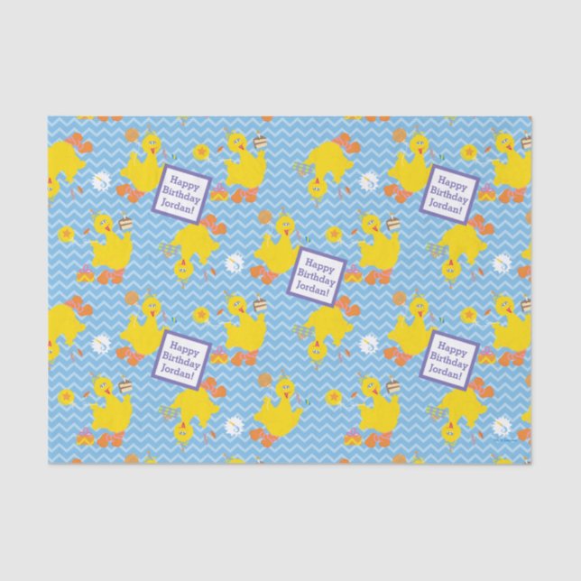 Big Bird Party Chevron Pattern Tissue Paper (Front)