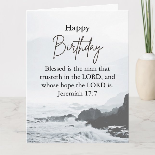 Big Birthday Dad Serene Ocean Scriptural Text  Card (Front)