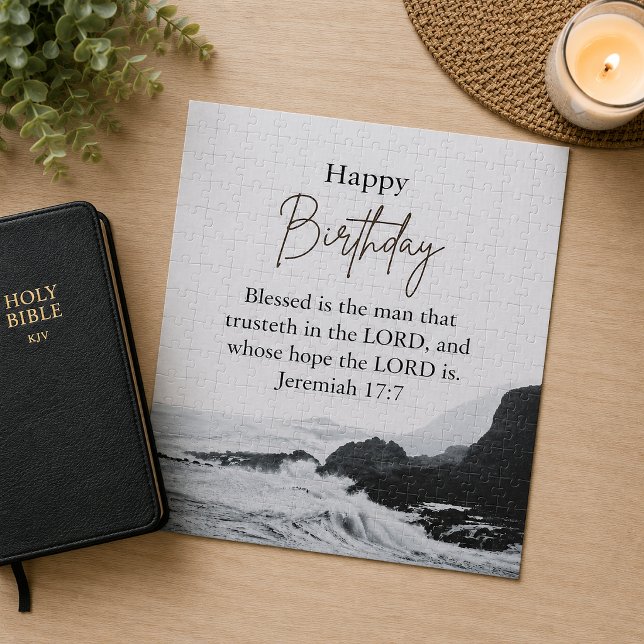 Big Birthday Dad Serene Ocean Scriptural Text  Jigsaw Puzzle (Creator Uploaded)