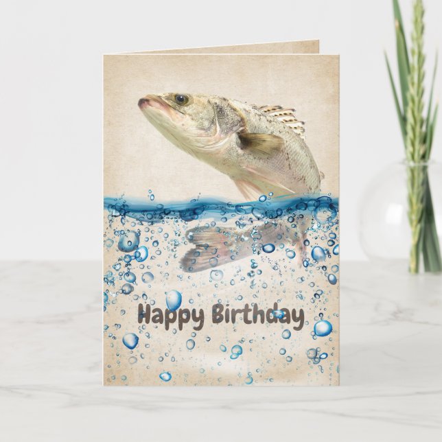 Big Birthday Fish in Water  Card (Front)