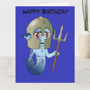 Big Birthday Merman Neptune's Warrior Card