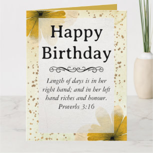 Big Birthday Mum Yellow Flowers Scriptural Text  Card