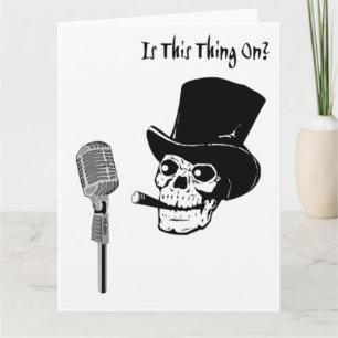 Big Birthday Skull Top Hat with Microphone Card