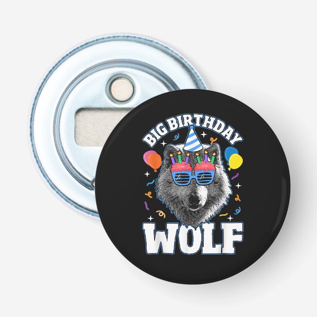 Big Birthday Wolf for Wolves Bottle Opener (Front)