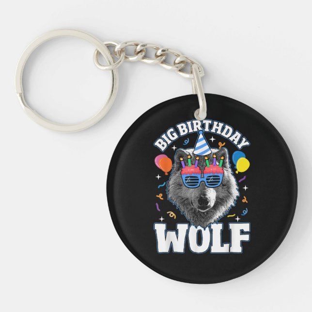 Big Birthday Wolf for Wolves Key Ring (Front)
