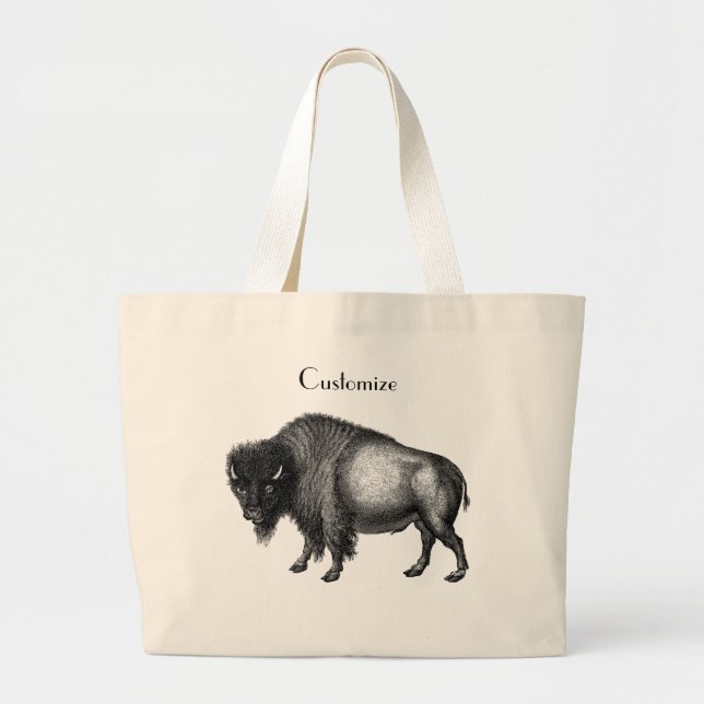 Big Bison Buffalo Thunder_Cove  Large Tote Bag (Front)