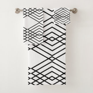 Big Black and White Diamonds Bath Towel Set