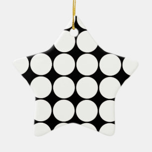 Big Black and White Polka Dots Circles Pattern Ceramic Ornament