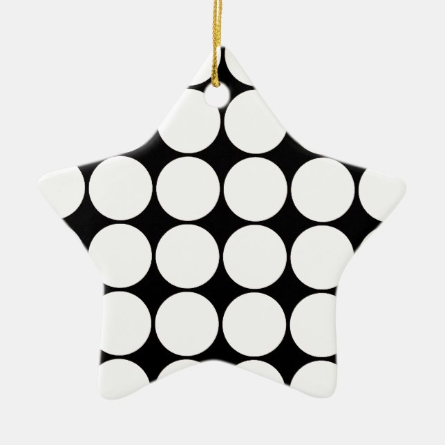 Big Black and White Polka Dots Circles Pattern Ceramic Ornament (Front)