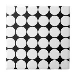 Big Black and White Polka Dots Circles Pattern Ceramic Tile