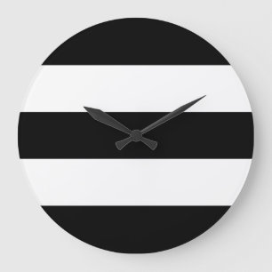 Big Black and White Stripes Large Clock