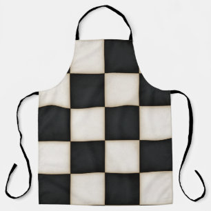 Big Black & Antique White Checkers Large Apron