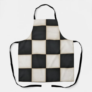 Big Black & Antique White Checkers Medium Apron