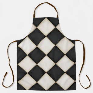 Big Black & Antique White Diamonds Large Apron