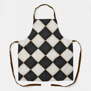 Big Black & Antique White Diamonds Medium Apron