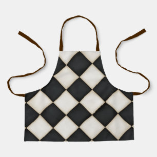Big Black & Antique White Diamonds Small Apron