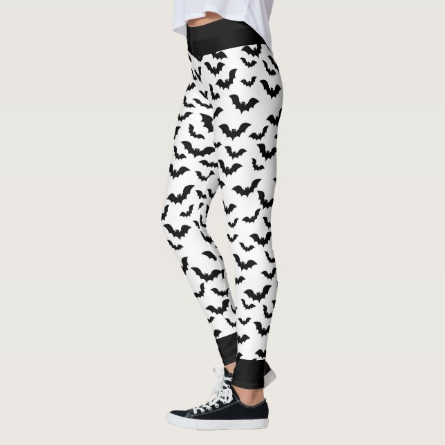 Big Black Bats Halloween Pants Leggings (Left)