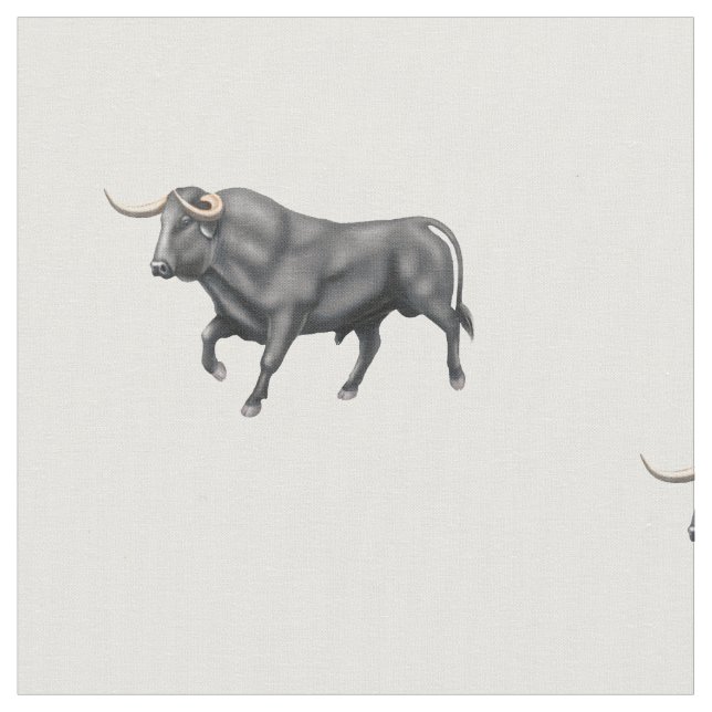 Big Black Bull Brushed Cotton Fabric (Close Up)