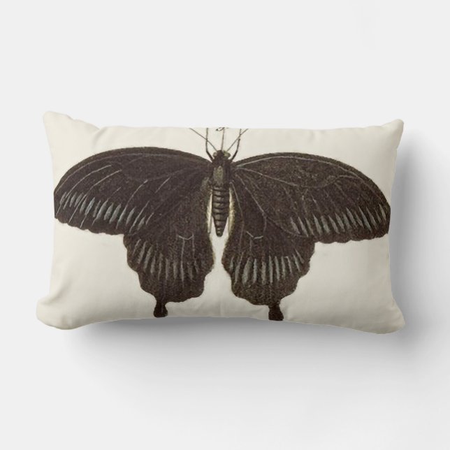 Big Black Butterfly Throw Pillow (Front)
