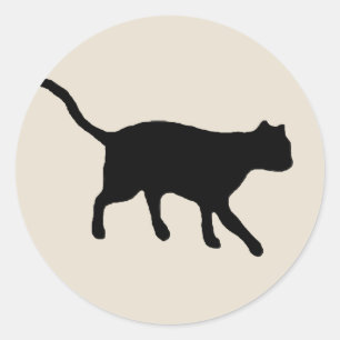 big black cat classic round sticker