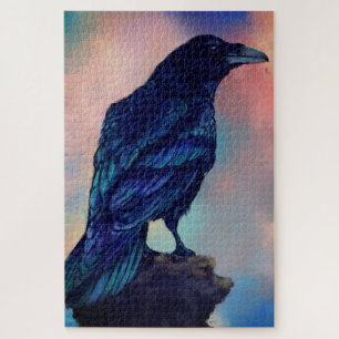 Big Black Common Raven Jigsaw Puzzle - Painting