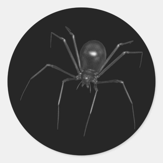 Big Black Creepy 3D Spider Classic Round Sticker (Front)
