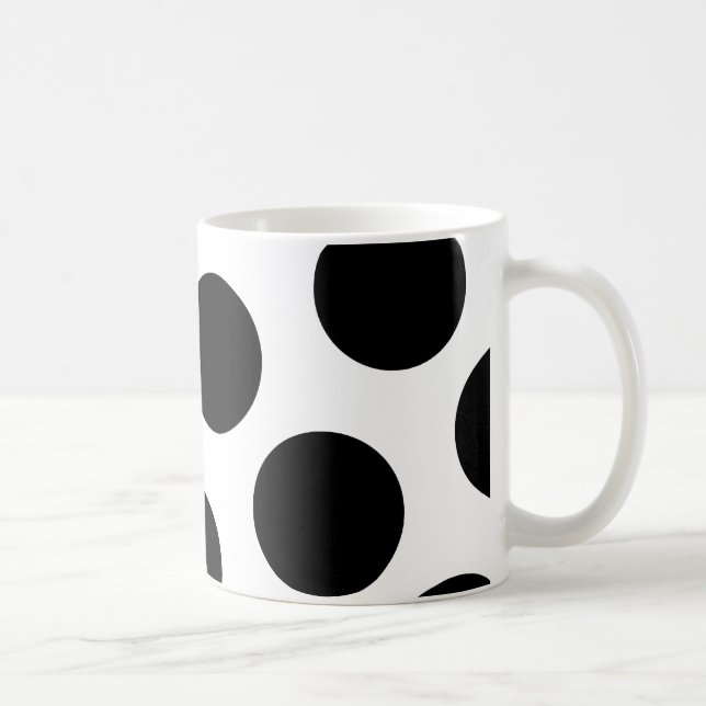 Big Black Diagonal Dots Coffee Mug (Right)