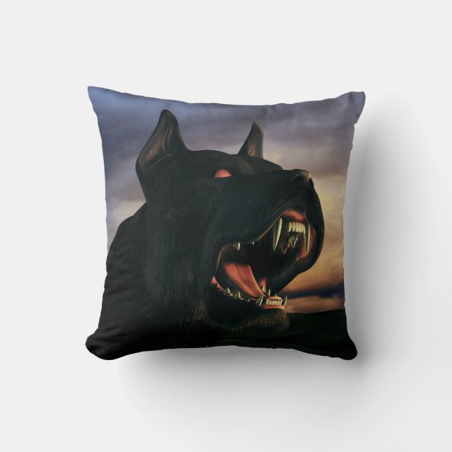 Big, black dog cushion (Front)