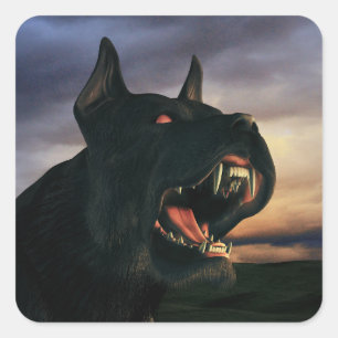 Big, black dog square sticker