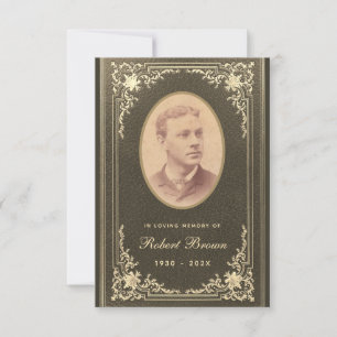 Big Black Gold Photo Funeral Memorial Prayer Card