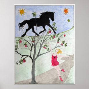 'Big Black Horse And A Cherry Tree' Poster