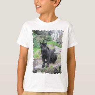 Big Black Jaguar Cat on Sitting on Rock T-Shirt
