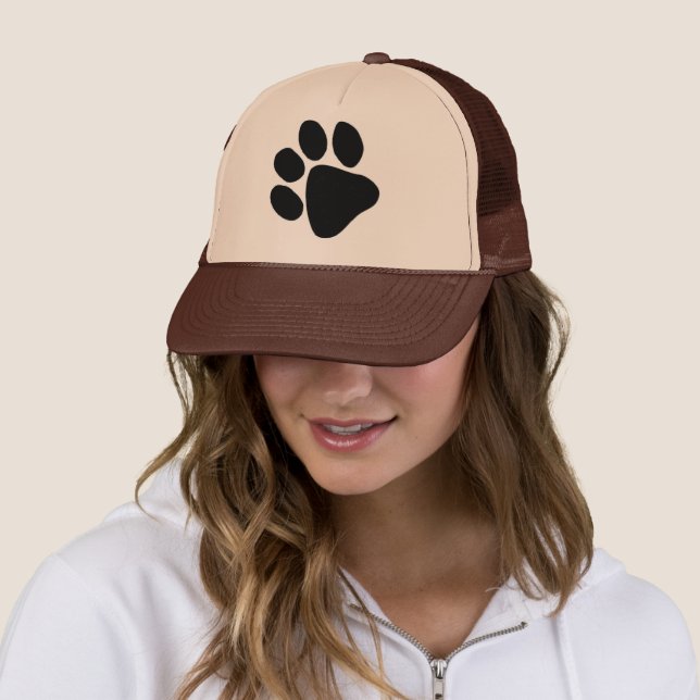Big Black Pawprint Dog Trainer Veterinarian Hat (In Situ)