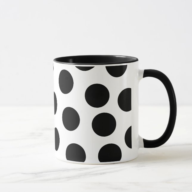Big Black Polka Dots on Customisable Background Mug (Right)